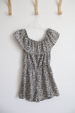 5 Fifteen Cream & Black Patterned Off-The-Shoulder Romper | S