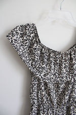 5 Fifteen Cream & Black Patterned Off-The-Shoulder Romper | S