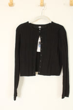 NEW Madden NYC Cotton Black Cable Knit Crop Sweater | M