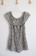 5 Fifteen Cream & Black Patterned Off-The-Shoulder Romper | S