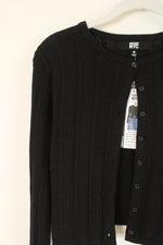 NEW Madden NYC Cotton Black Cable Knit Crop Sweater | M