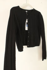 NEW Madden NYC Cotton Black Cable Knit Crop Sweater | M