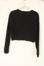 NEW Madden NYC Cotton Black Cable Knit Crop Sweater | M