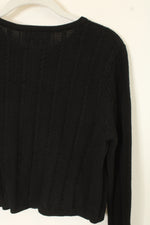 NEW Madden NYC Cotton Black Cable Knit Crop Sweater | M