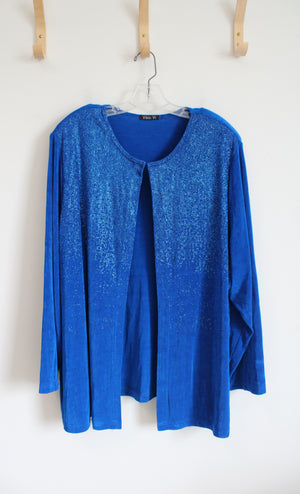Vikki Vi Blue Sequined Cardigan | 3X