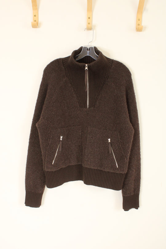 FLX Chocolate Brown Wool Blend Pullover Teddy Sweatshirt | L
