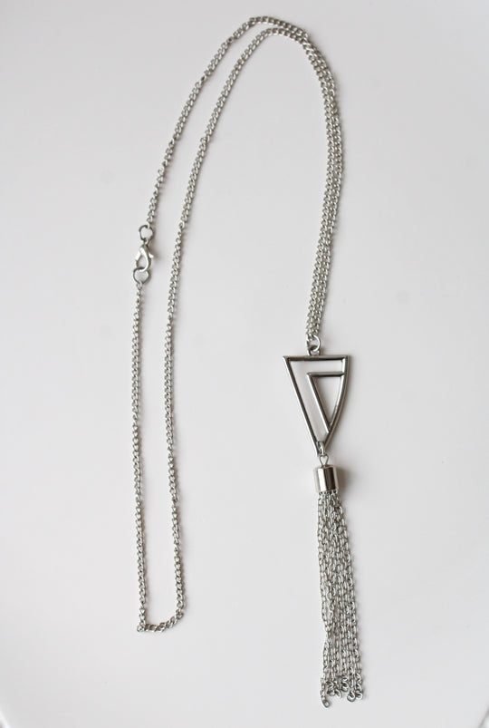Silver Tassel Long Necklace