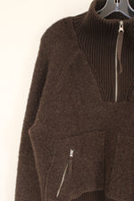 FLX Chocolate Brown Wool Blend Pullover Teddy Sweatshirt | L