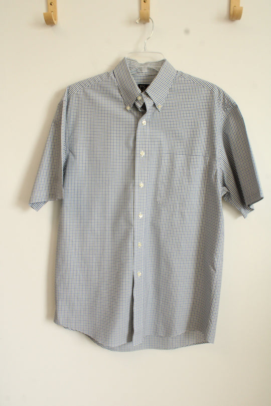 Jos. A. Bank Traveler's Collection Blue Green Plaid Button Down Short Sleeved Shirt | M