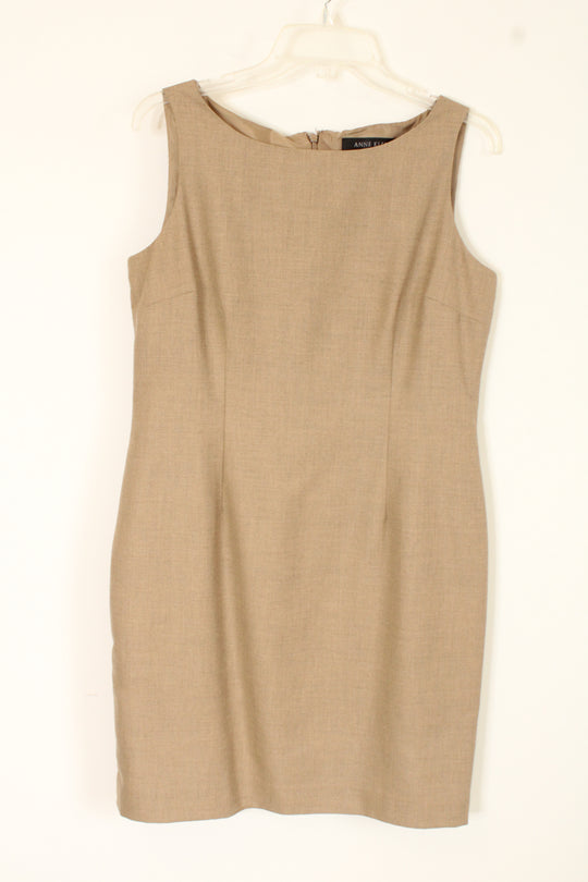 Anne Klein Vintage Wool Blend Tan Pencil Dress | 12 Petite