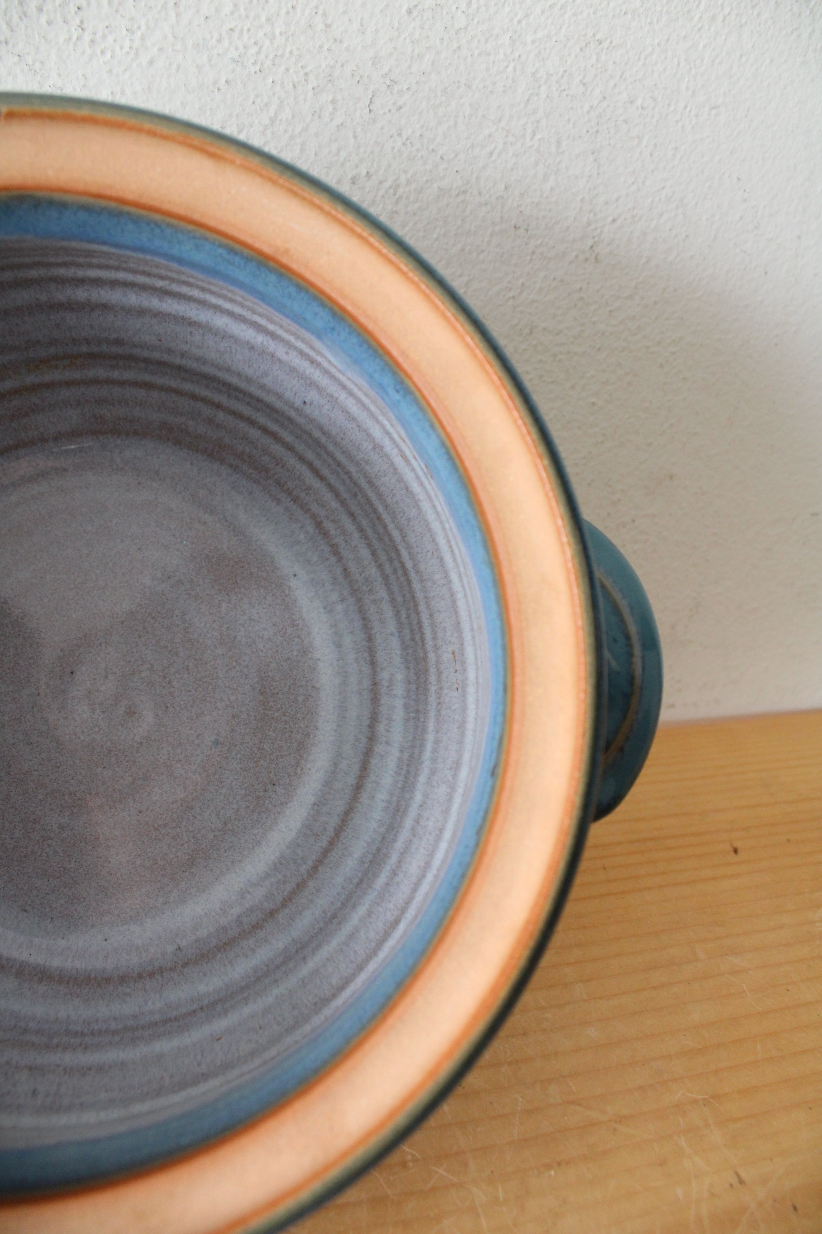 Blue Glazed Floral Covered Pottery Dish