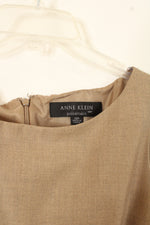 Anne Klein Vintage Wool Blend Tan Pencil Dress | 12 Petite