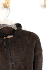 Woolrich Speckled Black, Brown and Green Quarter Zip Sherpa Pullover | L