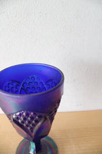 Imperial Glass Blue Iridescent Carnival Glass Goblet