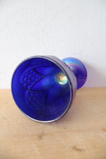 Imperial Glass Blue Iridescent Carnival Glass Goblet