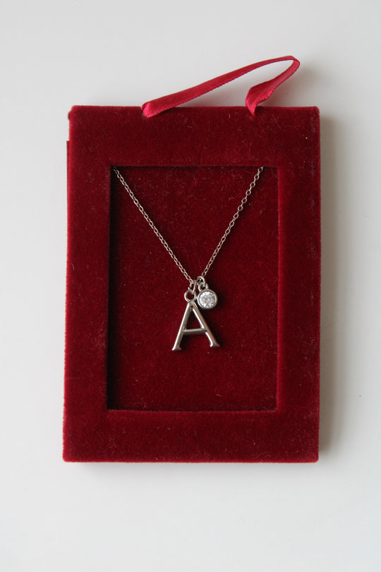 "A" Silver Initial Necklace