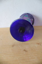 Imperial Glass Blue Iridescent Carnival Glass Goblet