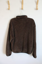 Woolrich Speckled Black, Brown and Green Quarter Zip Sherpa Pullover | L