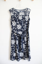 Candalate Navy & White Floral Lace Dress | S