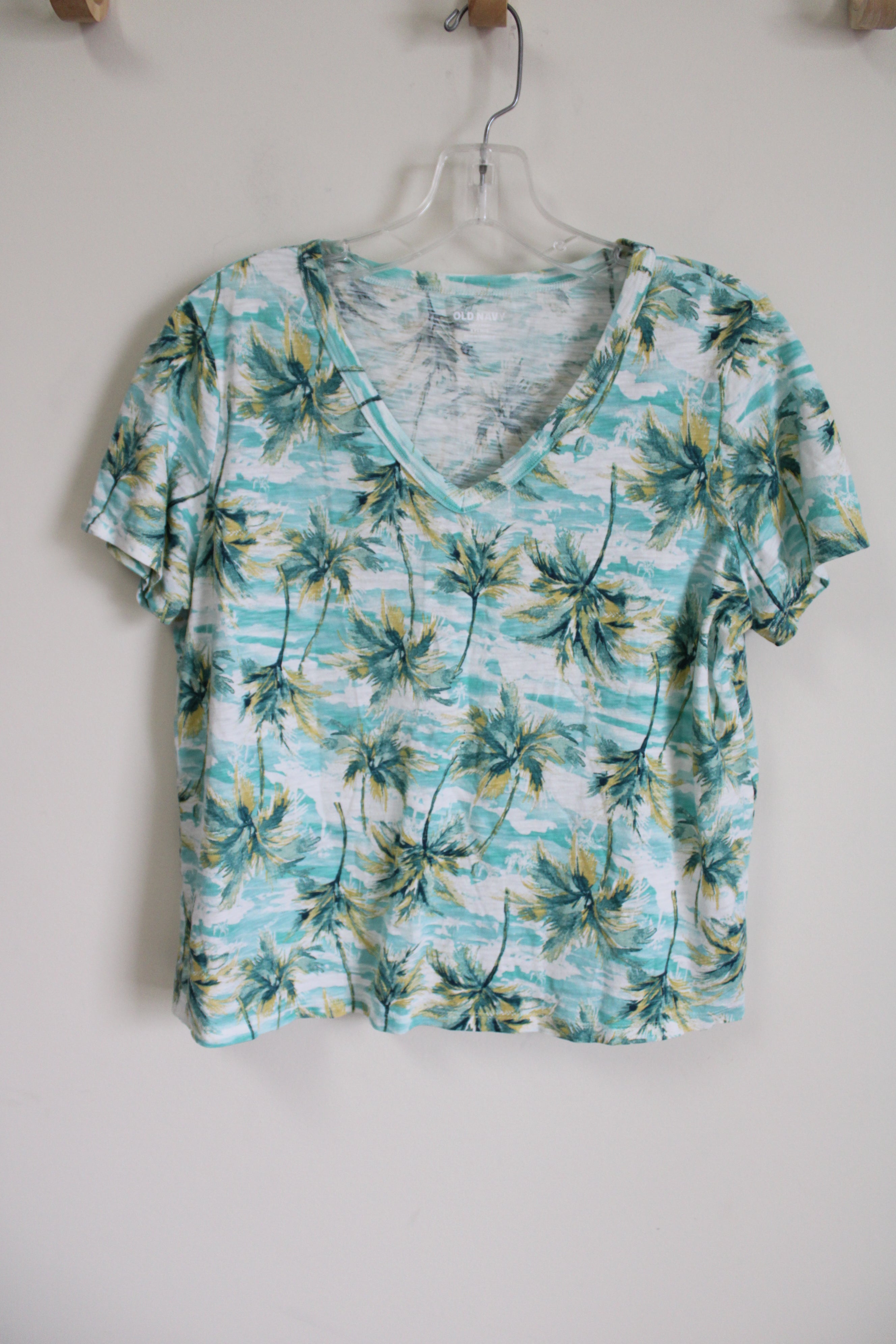 Old Navy Everywear Blue Tropical Tee | S Petite
