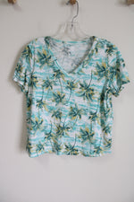 Old Navy Everywear Blue Tropical Tee | S Petite