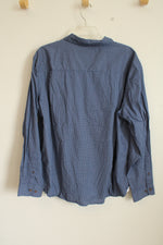 Moda Campia Blue Button Down Patterned Shirt | XL