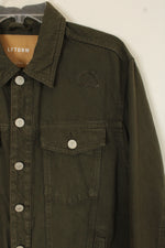 LFTDNM Olive Green Distressed Denim Jacket | L