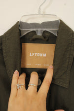 LFTDNM Olive Green Distressed Denim Jacket | L