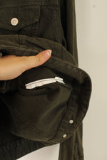 LFTDNM Olive Green Distressed Denim Jacket | L