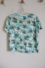Old Navy Everywear Blue Tropical Tee | S Petite