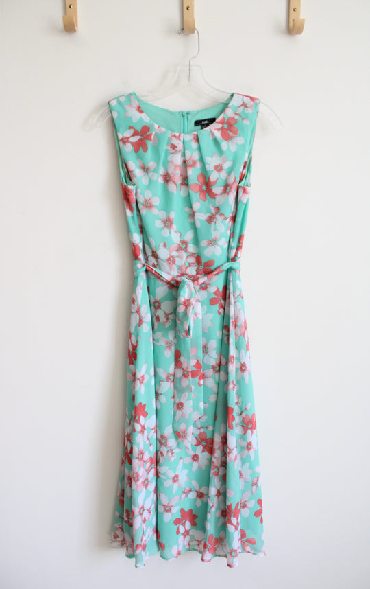 R&K Mint Green & Coral Floral A-Line Dress | 4