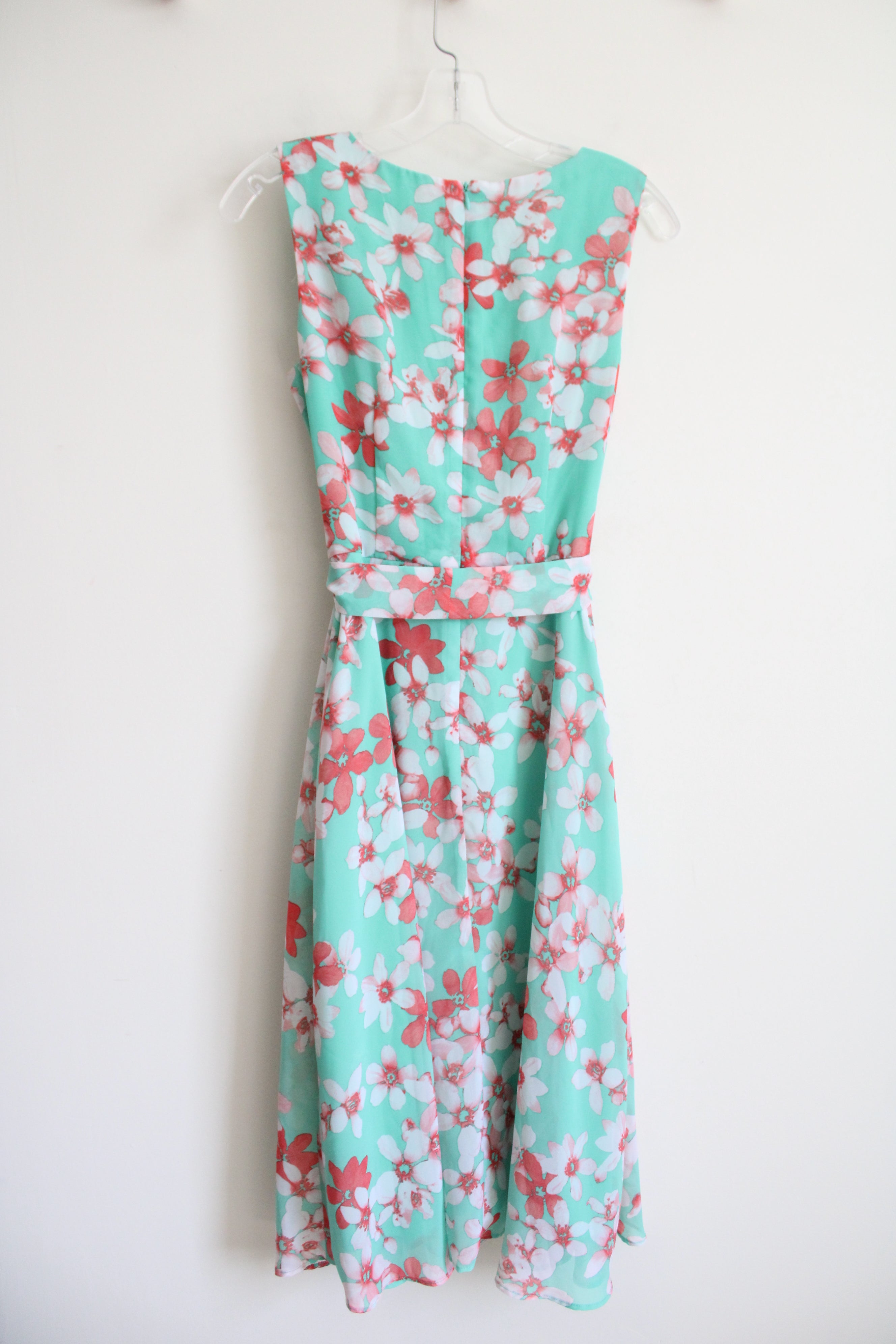 R&K Mint Green & Coral Floral A-Line Dress | 4