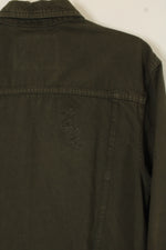 LFTDNM Olive Green Distressed Denim Jacket | L
