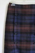 NEW "346" Brooks Brothers Blue Brown Plaid Wool Skirt | 2