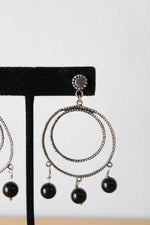 Handmade Black Beaded Dangle Earrings