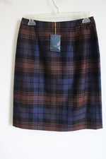 NEW "346" Brooks Brothers Blue Brown Plaid Wool Skirt | 2