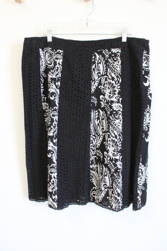 Alfred Dunner Black White Eyelet Skirt | 18