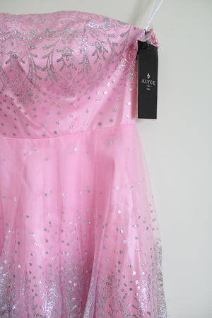 NEW Alyce Paris Pink Strapless Glitter Tulle 3510 Dress | 12