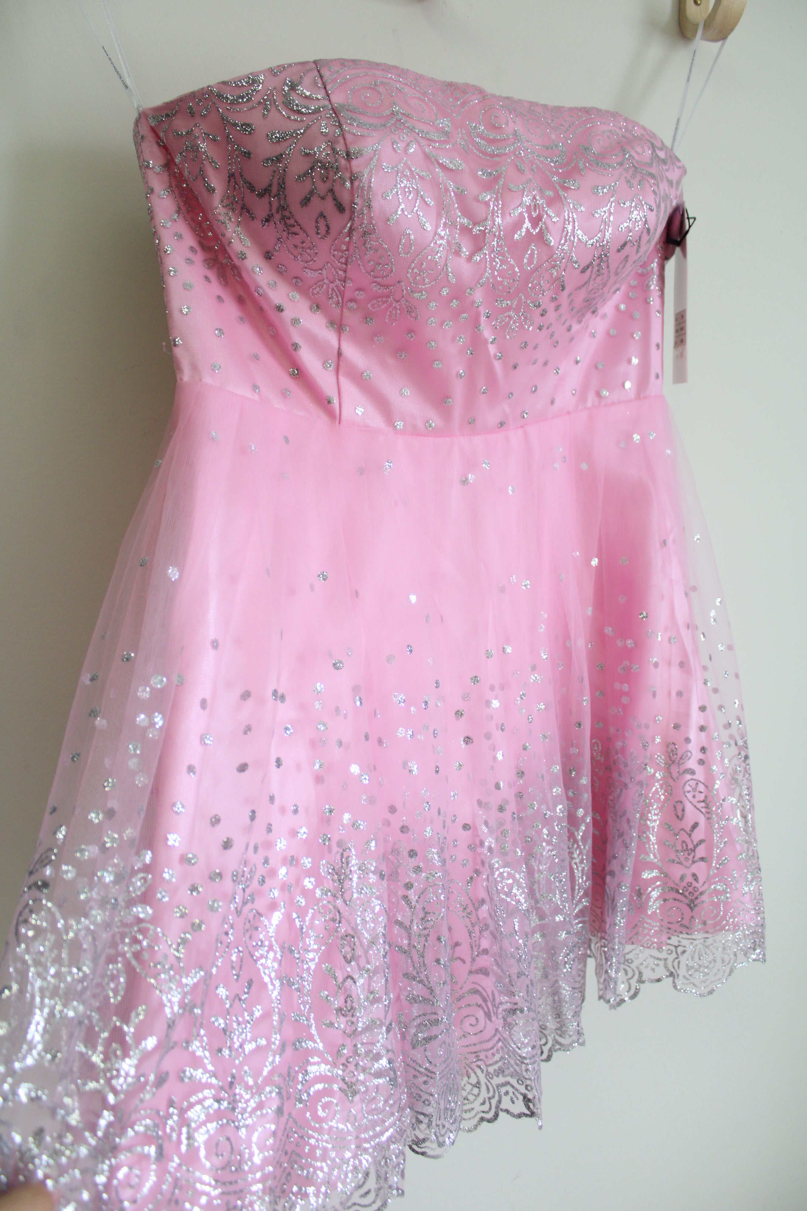 NEW Alyce Paris Pink Strapless Glitter Tulle 3510 Dress | 12