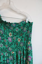 Knox Rose Green Floral Smocked One Shoulder Maxi Dress | L