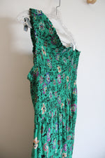 Knox Rose Green Floral Smocked One Shoulder Maxi Dress | L