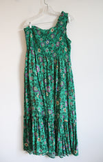 Knox Rose Green Floral Smocked One Shoulder Maxi Dress | L