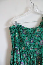 Knox Rose Green Floral Smocked One Shoulder Maxi Dress | L