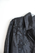 NEW Chico's Black Lava Embellished Open Front Jacket | 2 (L)