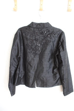 NEW Chico's Black Lava Embellished Open Front Jacket | 2 (L)
