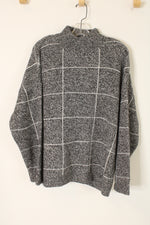NEW Zoe + Phoebe Black Heathered Windowpane Mock Neck Sweater | 3X