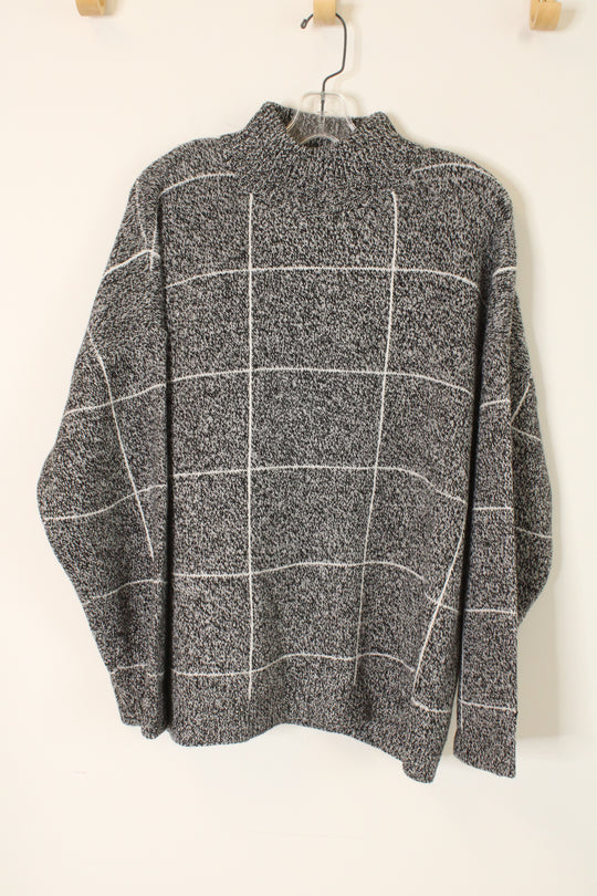 NEW Zoe + Phoebe Black Heathered Windowpane Mock Neck Sweater | 3X