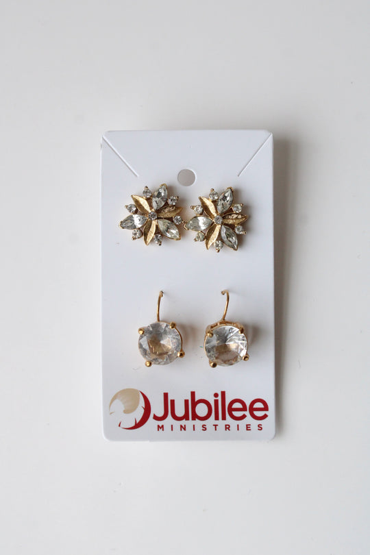 Gold Tone Earrings | Set Of 2