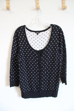 Talbots Black & White Button Down Cardigan | L
