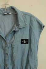 Calvin Klein Girl's Denim Layered Ruffle Dress | 12/14